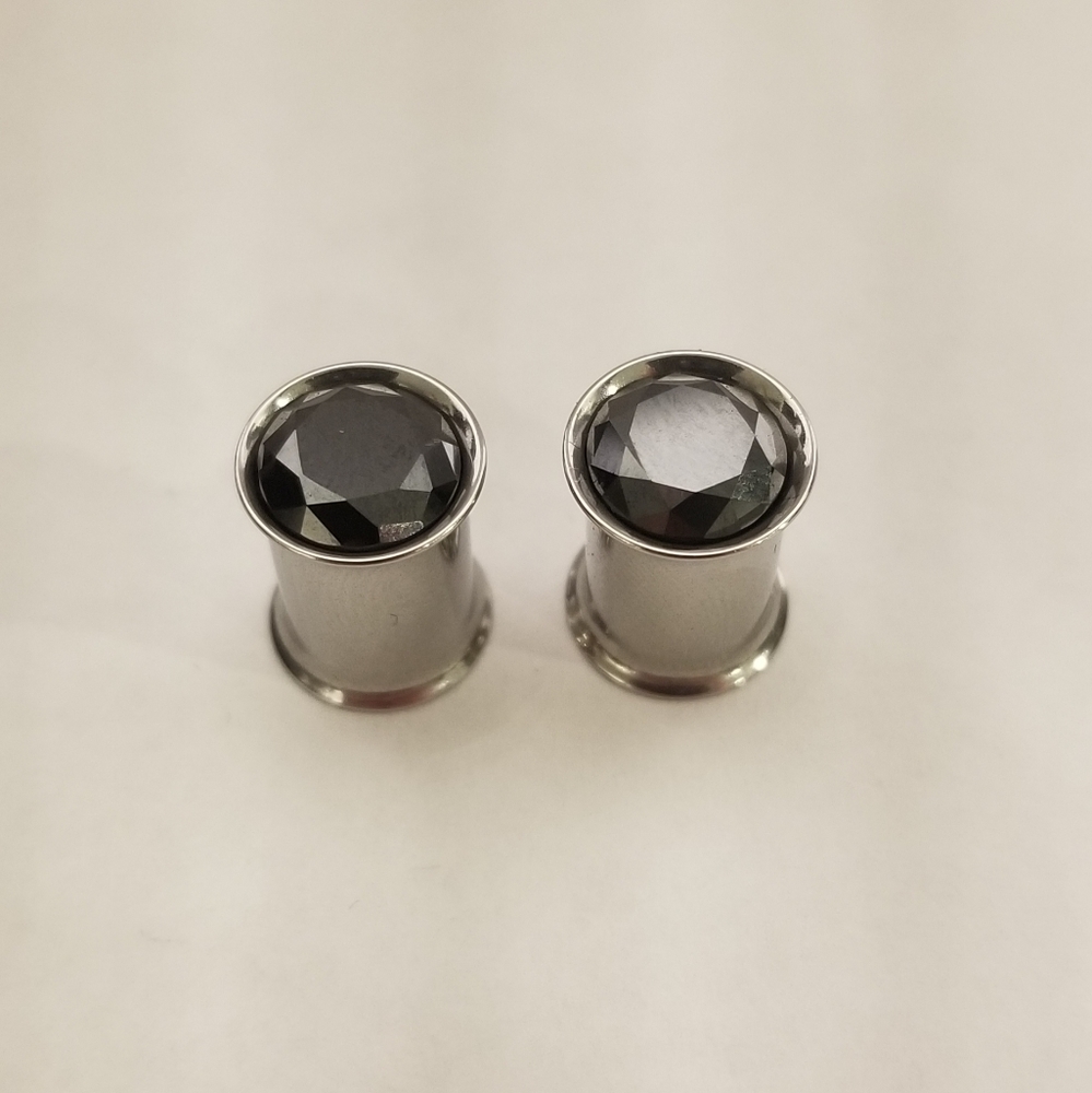 3 CTW Black Diamond 0G gauge 8mm tunnels plugs earrings